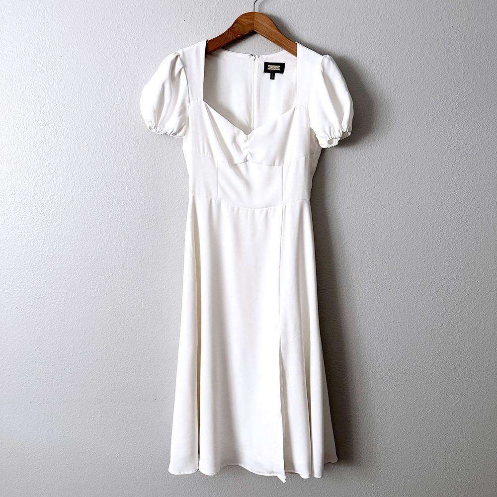 Alexia Admor Gracie Sweetheart Midi White Front Slit Dress Women's Size 6